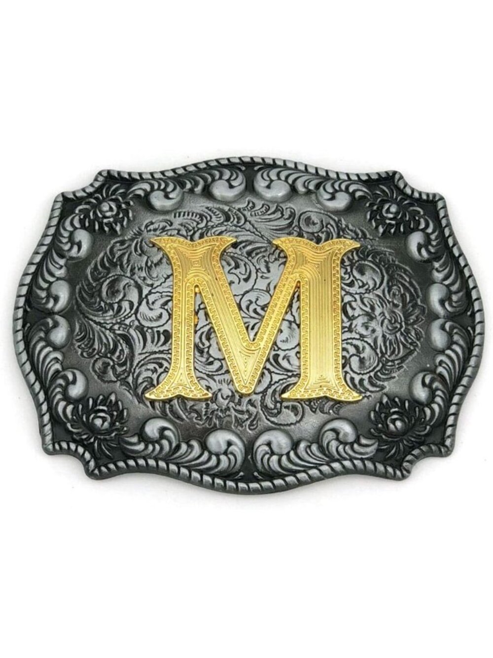 Unisex M Imported Western Silver Large Belt Buckle Initial Letters Rodeo